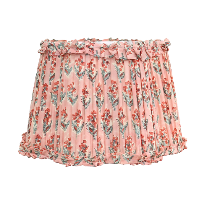 Loni Scallop Tapered Shade Peach Floral 35cm