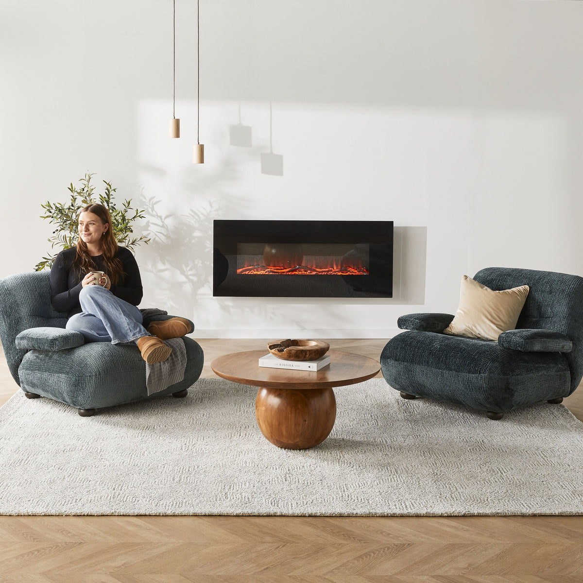 Longton Wall Mounted Electric Fireplace Black 128cm Early Settler NZ