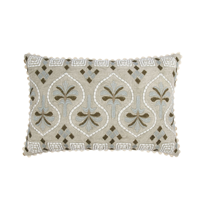 Luma Tile Embroidered Cushion Sage 60x40cm