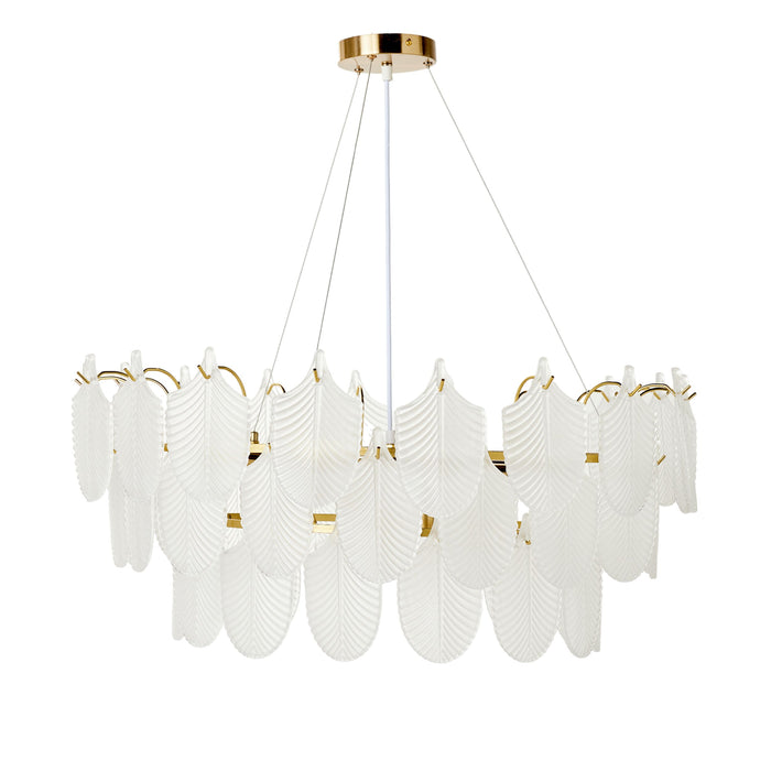 Greta Glass Leaf 11 Light Chandelier 21x75cm