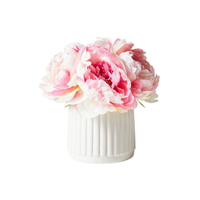 Floriana Peony Pale Pink x5 Ceramic Vase 21cm