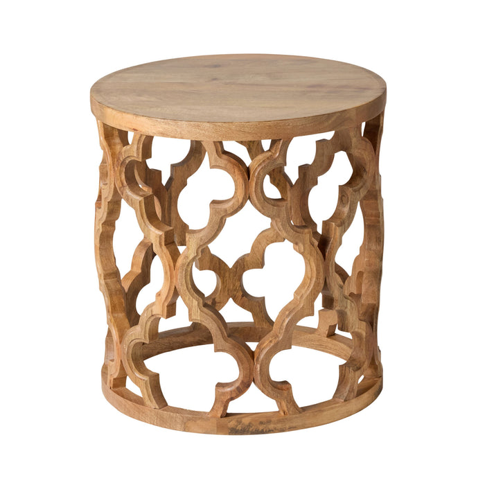 Eco Sole Carved Wooden Side Table Large 48cm
