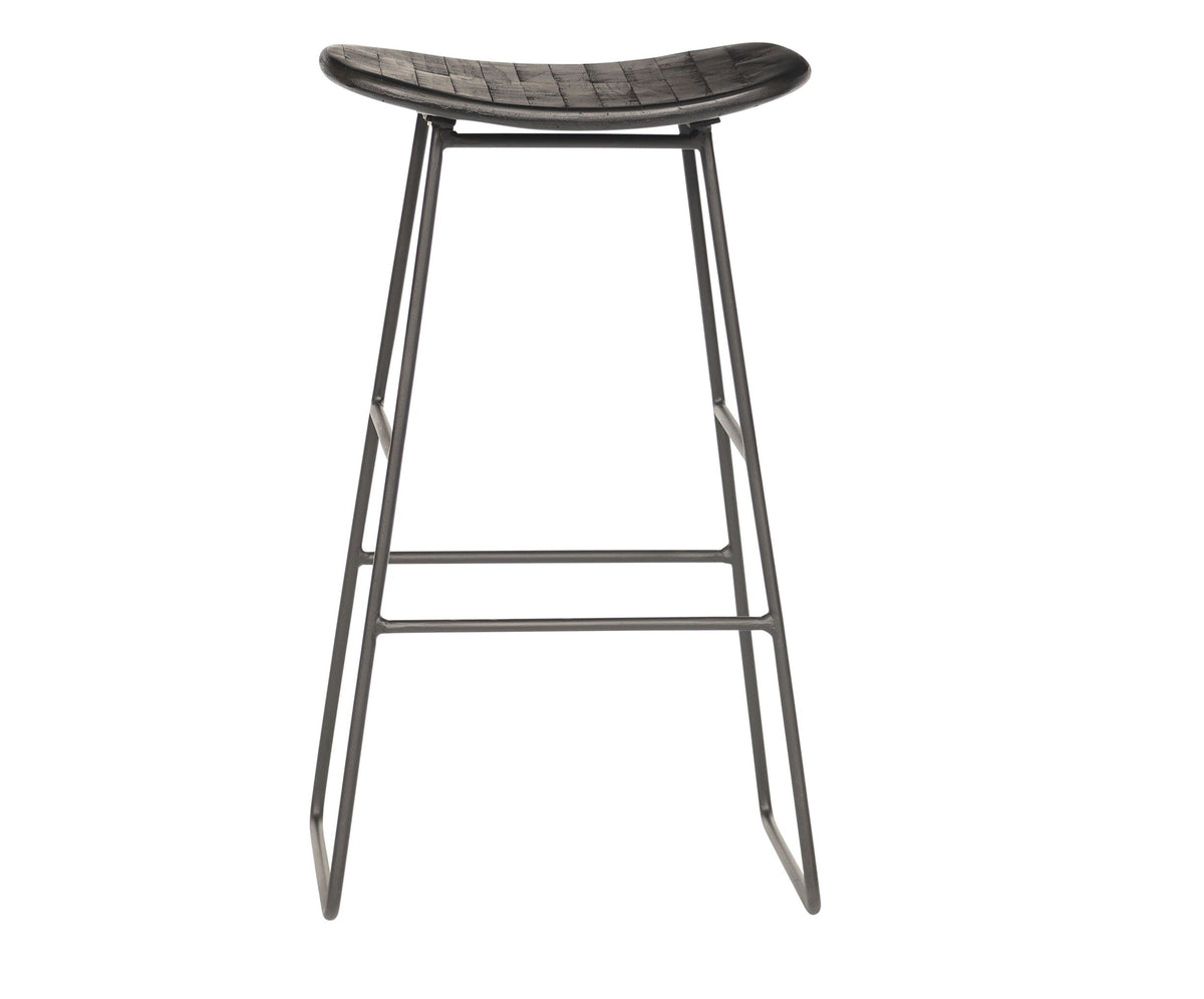 Spence Recycled Teak Stool 40x30x64cm Black Early Settler NZ