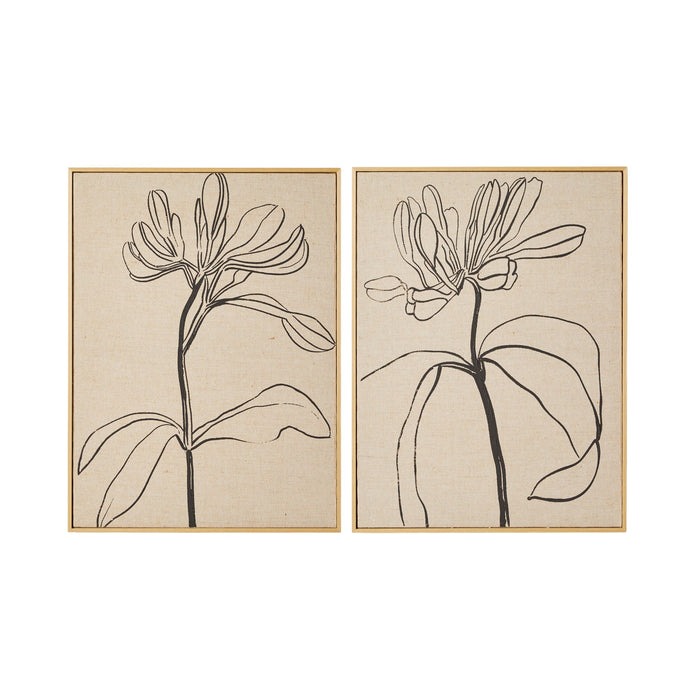 Floral Lines Duo Framed Linen Print 125x80cm