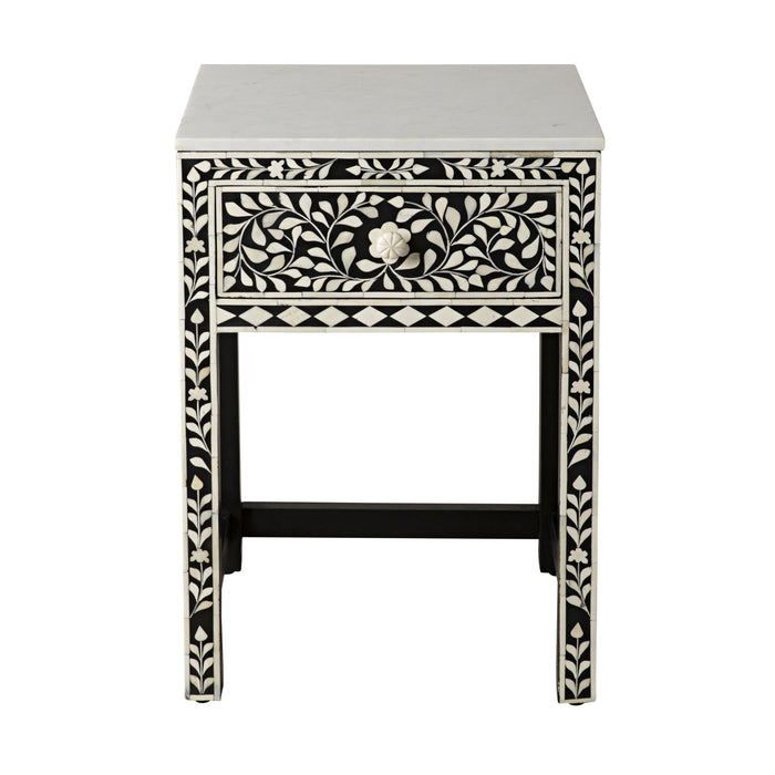 Bone Inlay Bedside Black