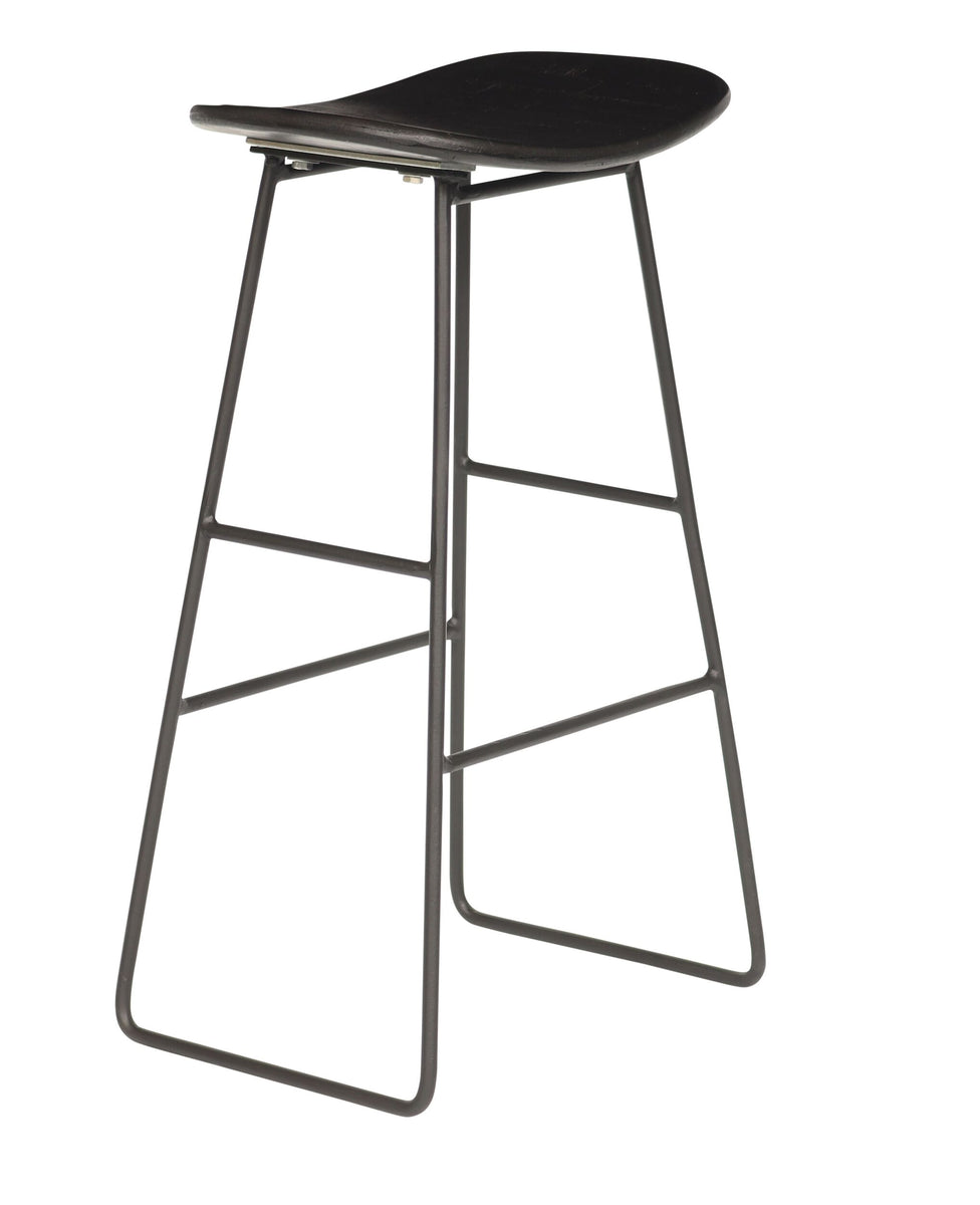 Spence Recycled Teak Stool 40x30x64cm Black Early Settler NZ