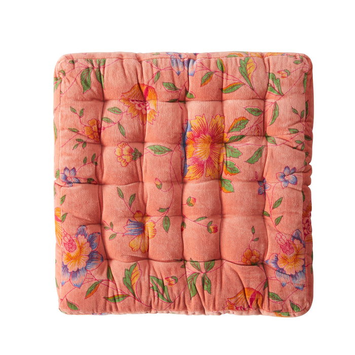 Samy Cotton Velvet Vintage Rose Seat Cushion