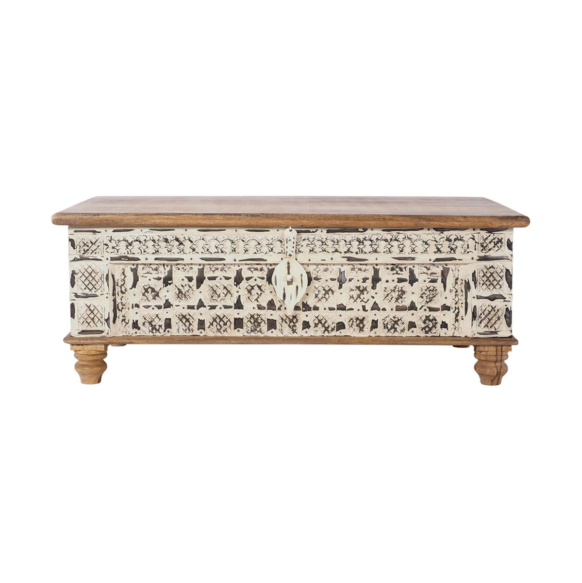 Vintage Trunk / Coffee Table Washed White Early Settler NZ