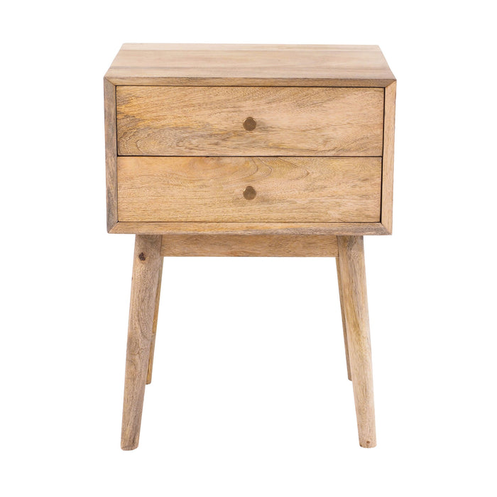 Hopper Mid-Century 2 Drawer Side Table Natural Brown