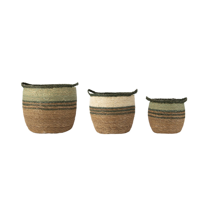 Marcello Striped Basket Set of 3 Riviera Green