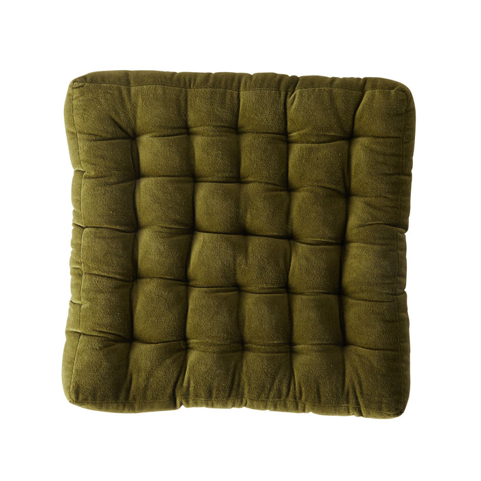 Samy Cotton Velvet Olive Green Seat Cushion