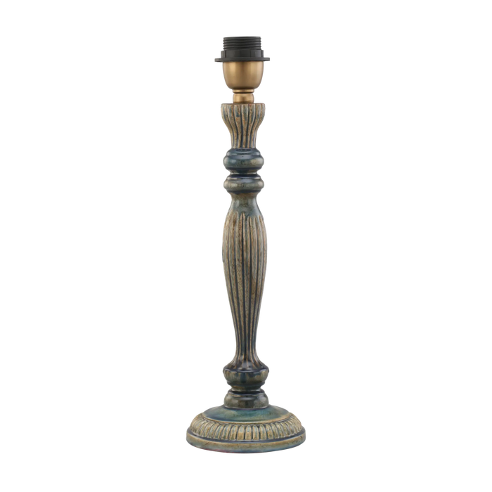 Zarina Meena Teal Blue Wooden Table Lamp Base 13x13x36cm