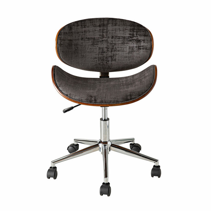 Jetson Desk Chair Timber Veneer Back Brushed Basalt Velvet