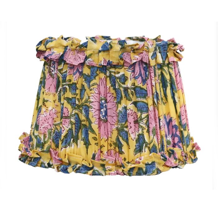 Loni Scallop Tapered Shade Mustard Floral 25cm