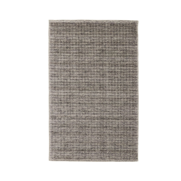 Charcoal Grid Handloom NZ Wool Rug 150x240cm