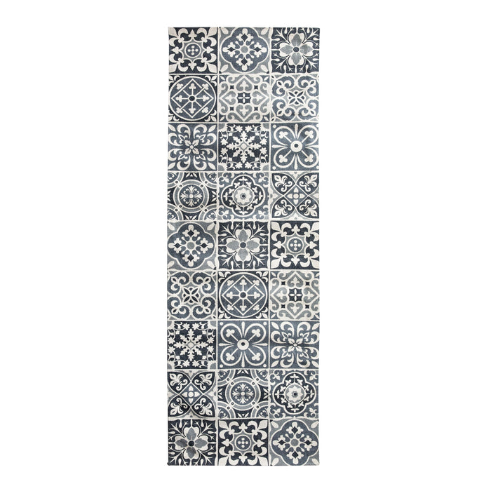 Carrelage Tile Hand Woven Soft Grey And Blue Runner 200x70cm