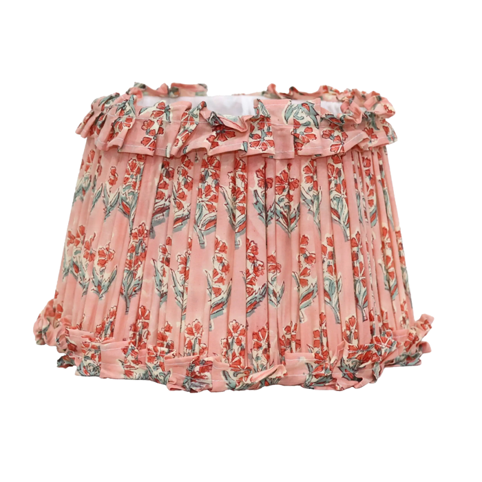 Loni Scallop Tapered Shade Peach Floral 25cm