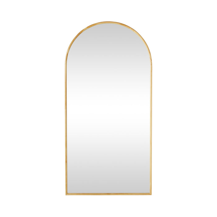 Natural Wooden Arched Floor Mirror