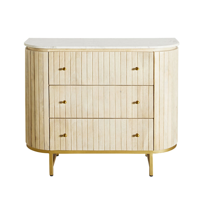 Deva 3 drawer Chest with Marble Top Natural