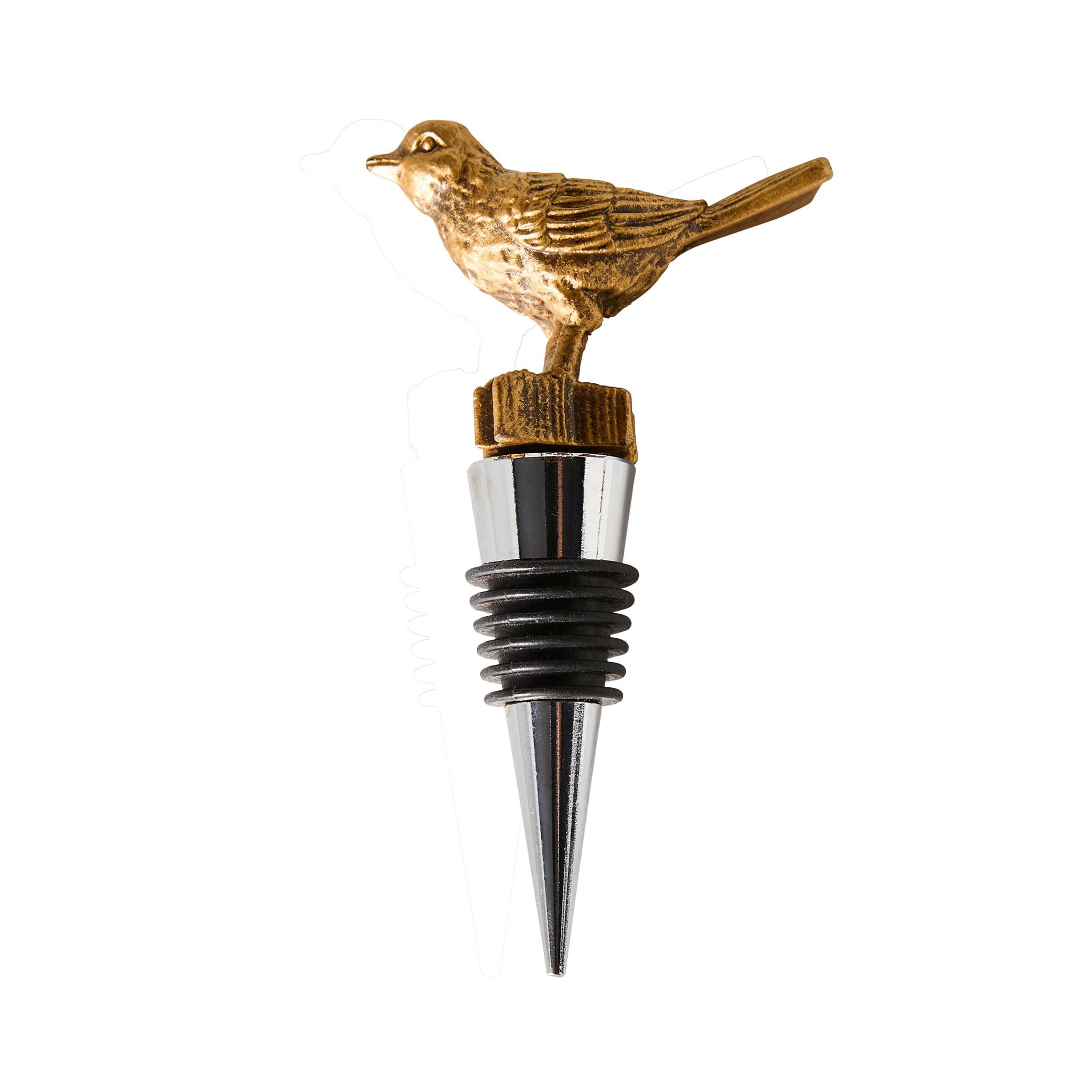 Brass Songbird Bottle Stopper