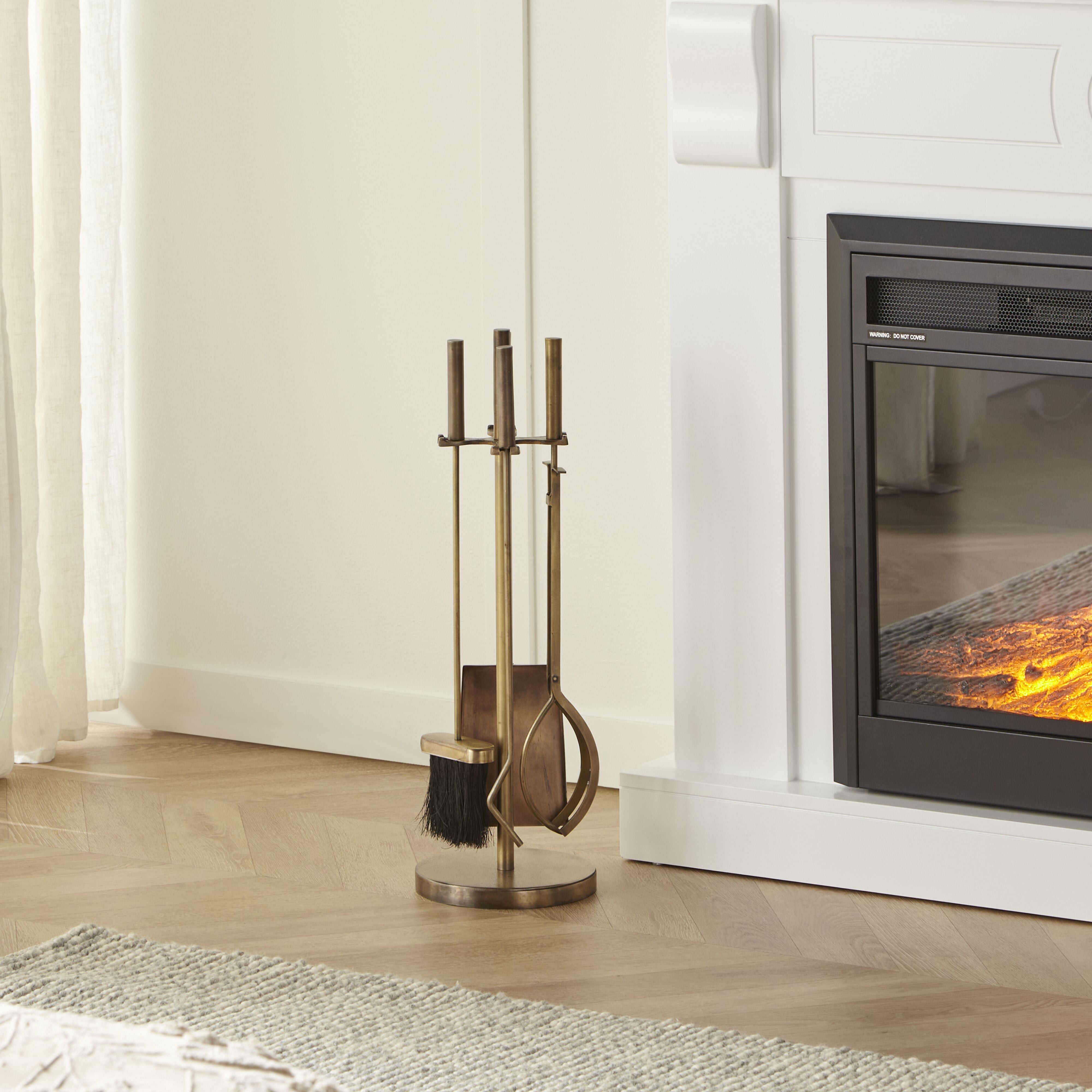 Perry Fire Set Brass Antique 61x20cm – Early Settler NZ