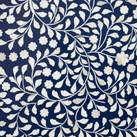 Bone Inlay Round Coffee Table Blue with Gold Frame 75cm