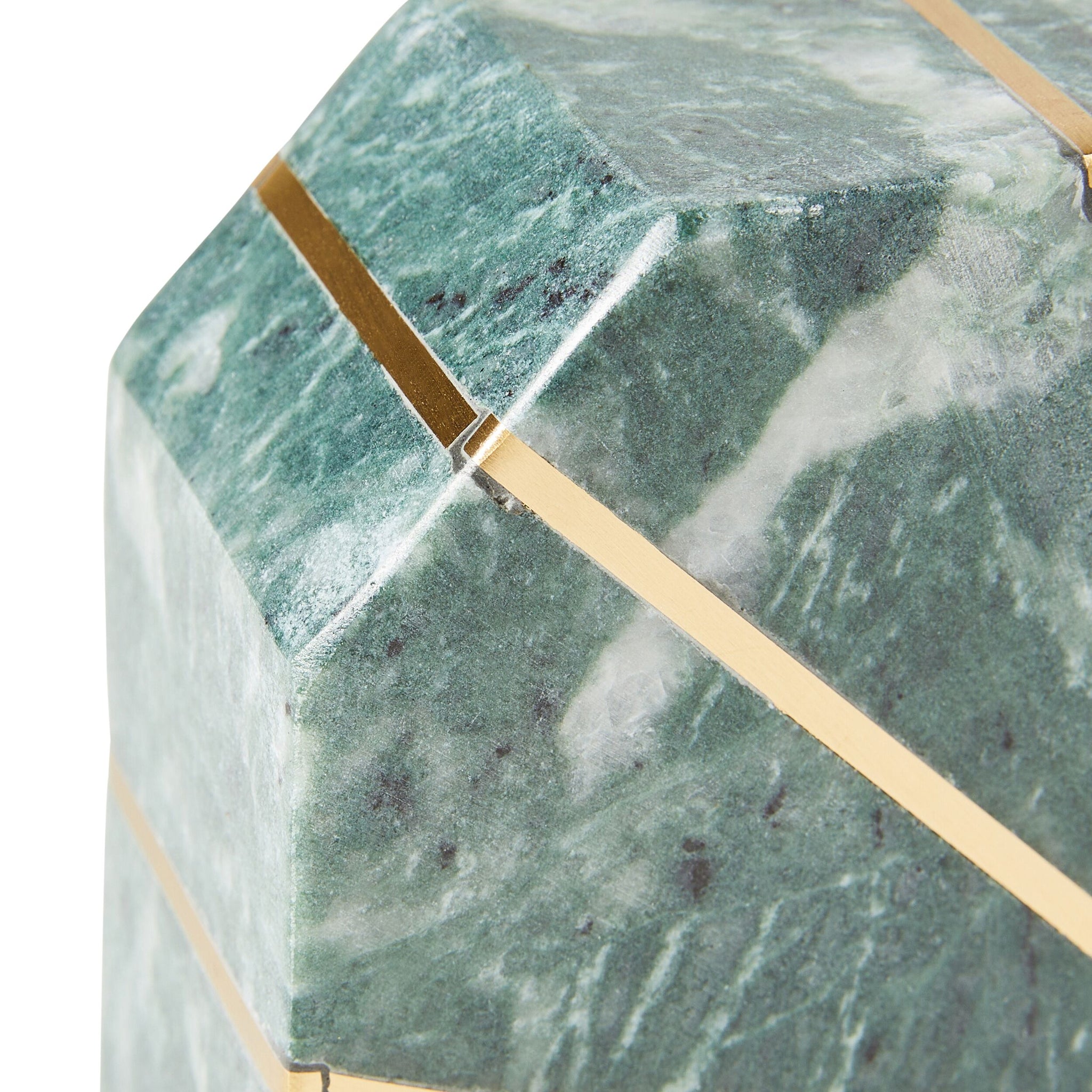 Naxian Pair Of Bookends With Brass Inlay Green Marble 20.5x5x10cm