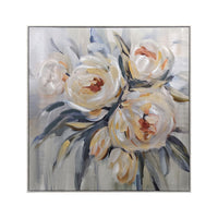 Metallic English Roses Framed Textured Print 100x100cm