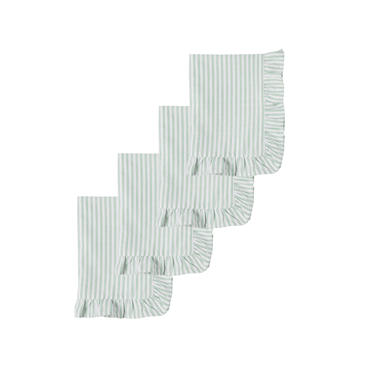 Marais Ruffle Stripe Napkin Pine Green