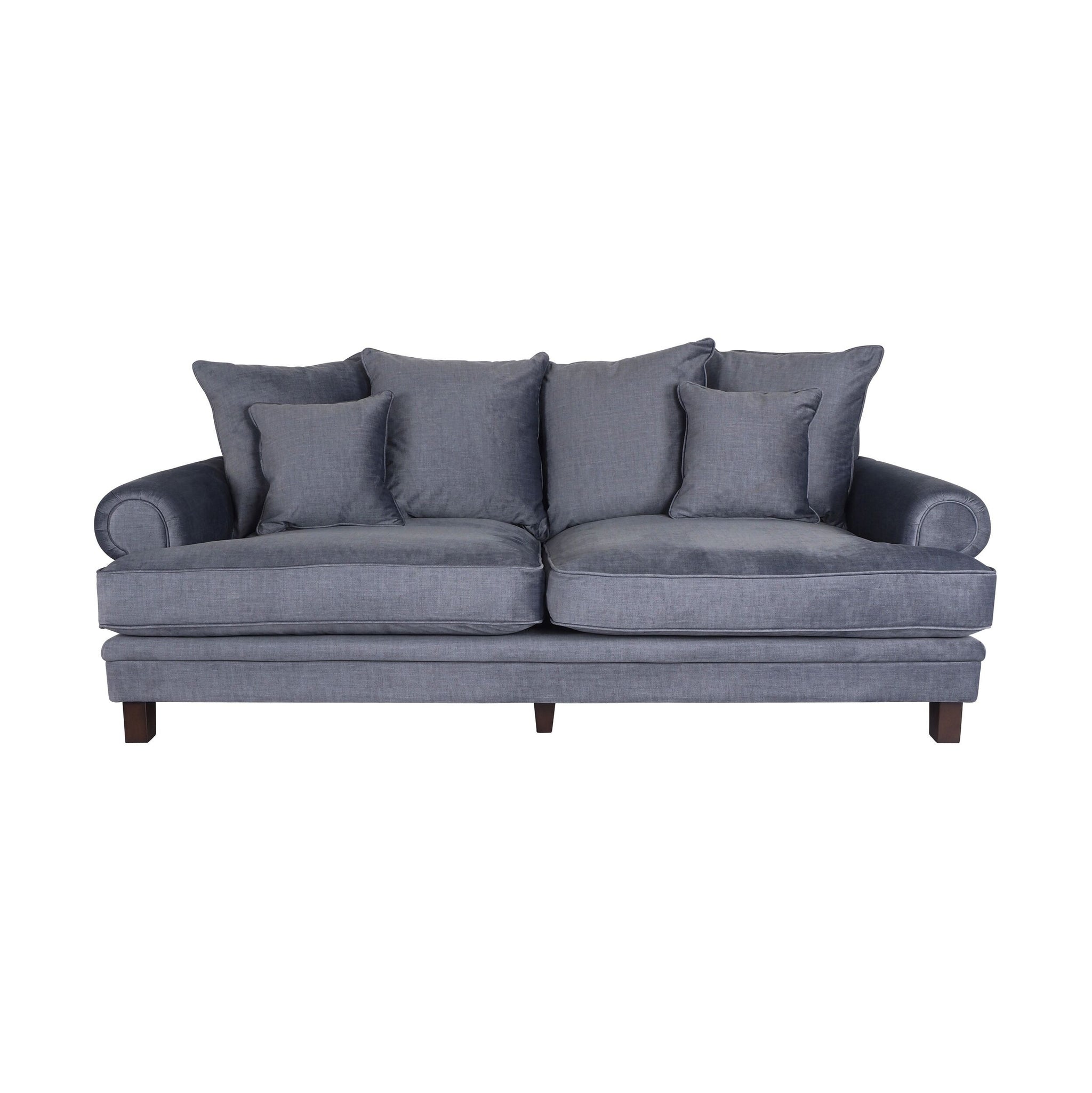 Lisette 3.5 Seater Velvet Deep Sofa Aura Storm