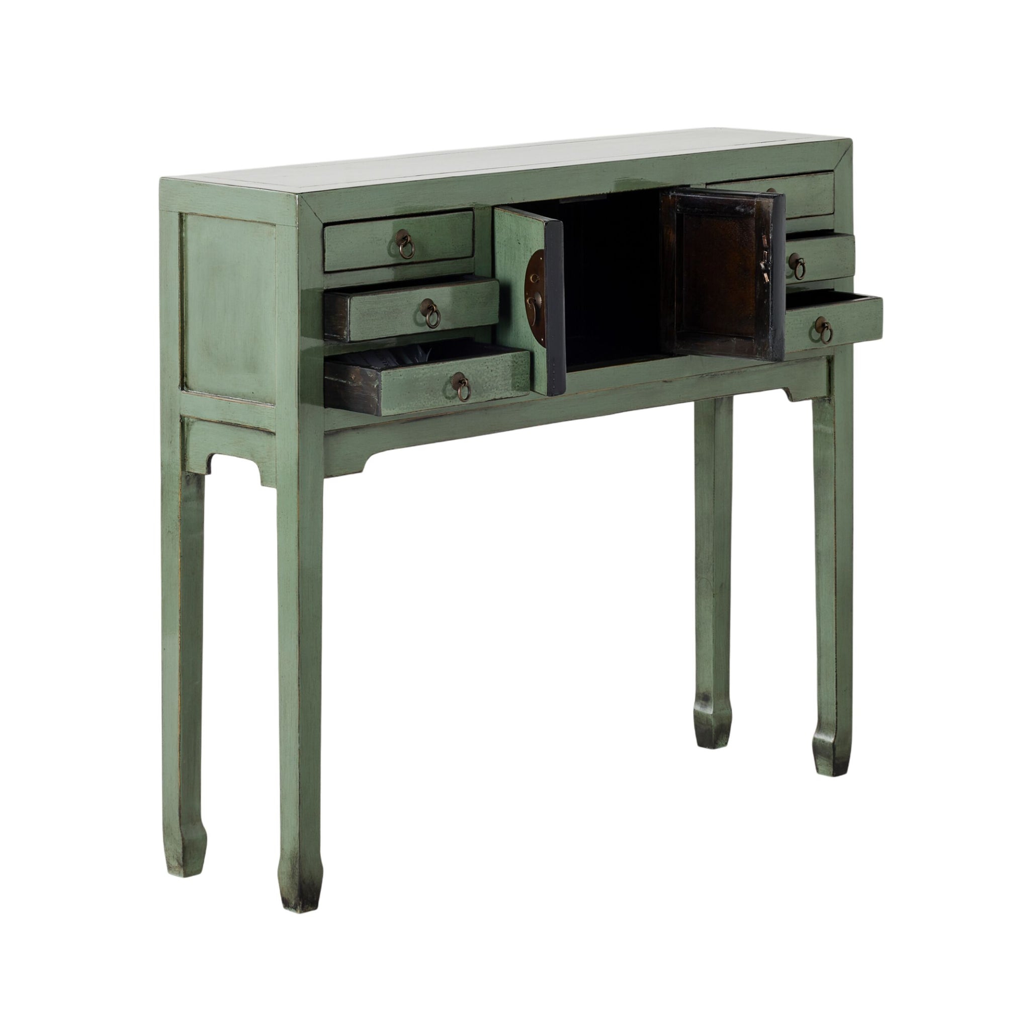 Sansha 2 Door & 6 Drawer Console Table Sage Green