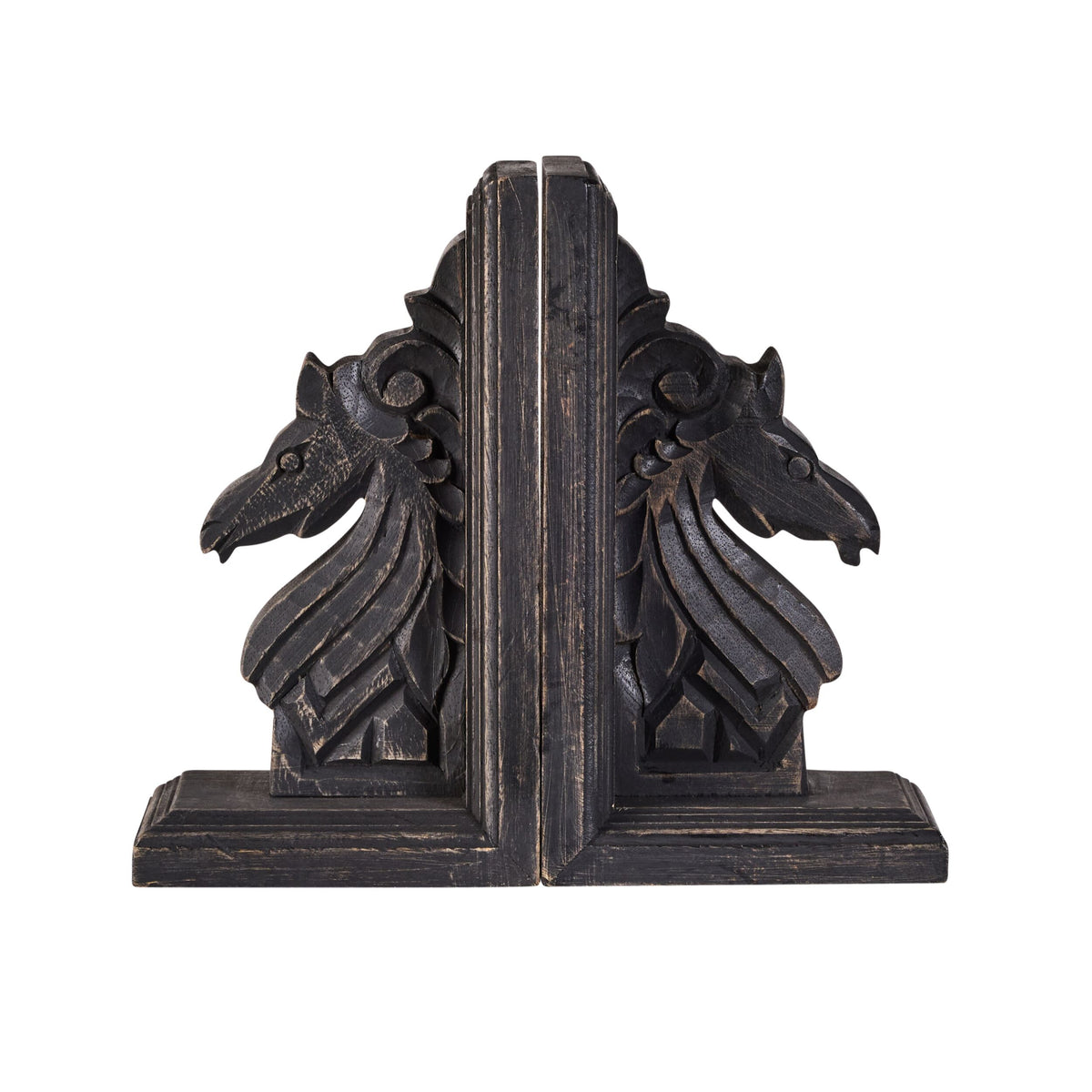 Midnight Stallion Wooden Bookends