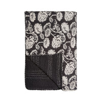Fleurs Black and White Cotton Throw 220x250cm