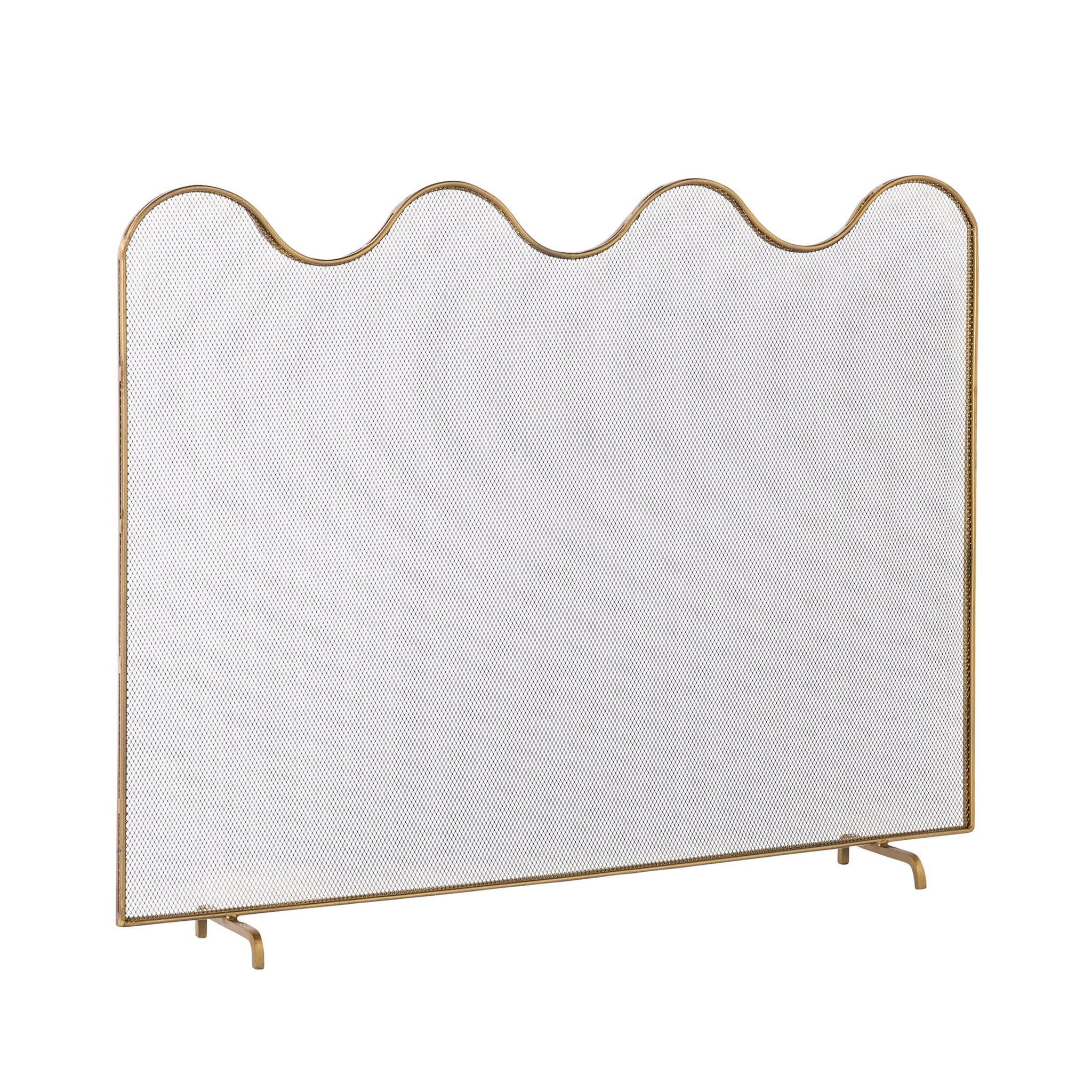 Wave Fire Screen Brass Antique