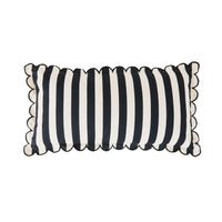 Aruba Scallop Edge Stripe Black Lumbar Cushion 70x35cm