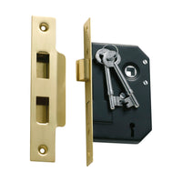 1130 Mortice Lock 3 Lever Polished Brass CTC57mm Backset 44mm