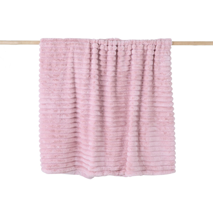 Luxe Rib Faux Fur Throw Blush 130x170cm