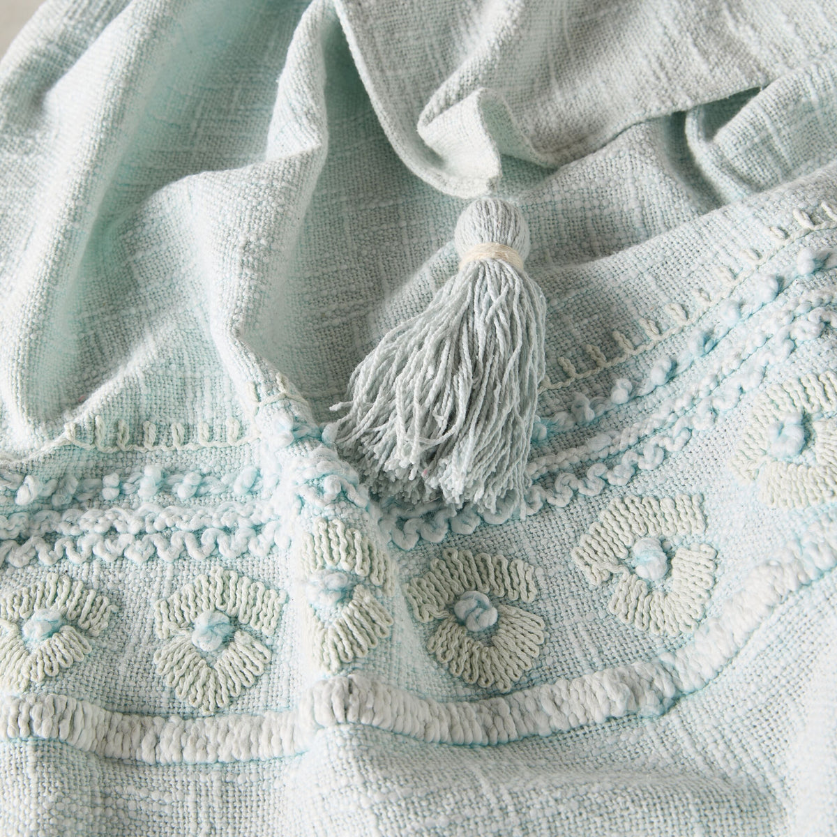 Stitch Suri Embroidered Throw Blue