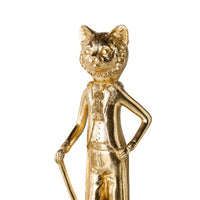 Dapper Cat Statue Gold 10x10x33cm