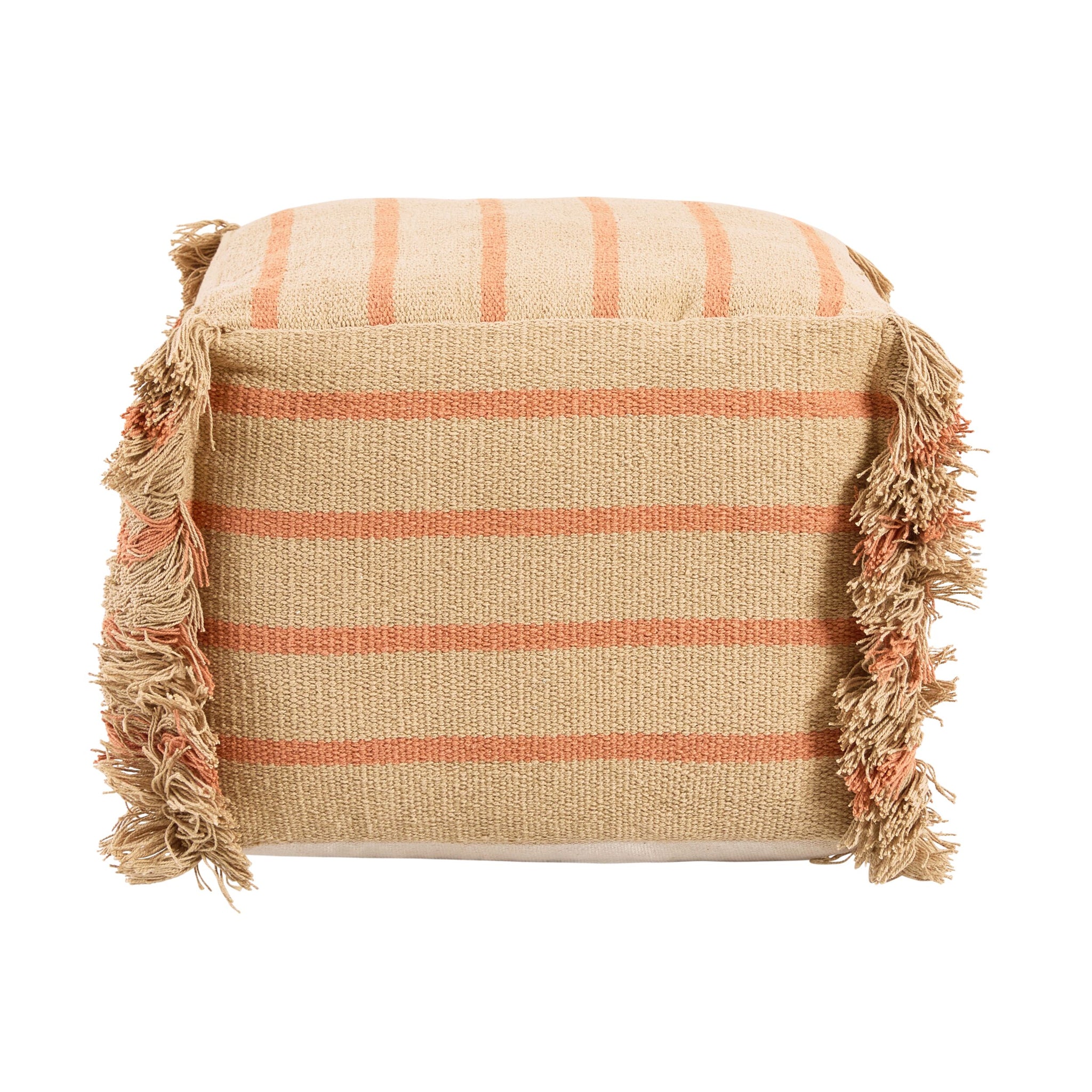 Arizona Square Fringed Pouf Natural