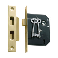 1131 Mortice Lock 3 Lever Polished Brass CTC57mm Backset 57mm