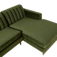Stitch 3 Seater Velvet Chaise RHF Juniper Olive