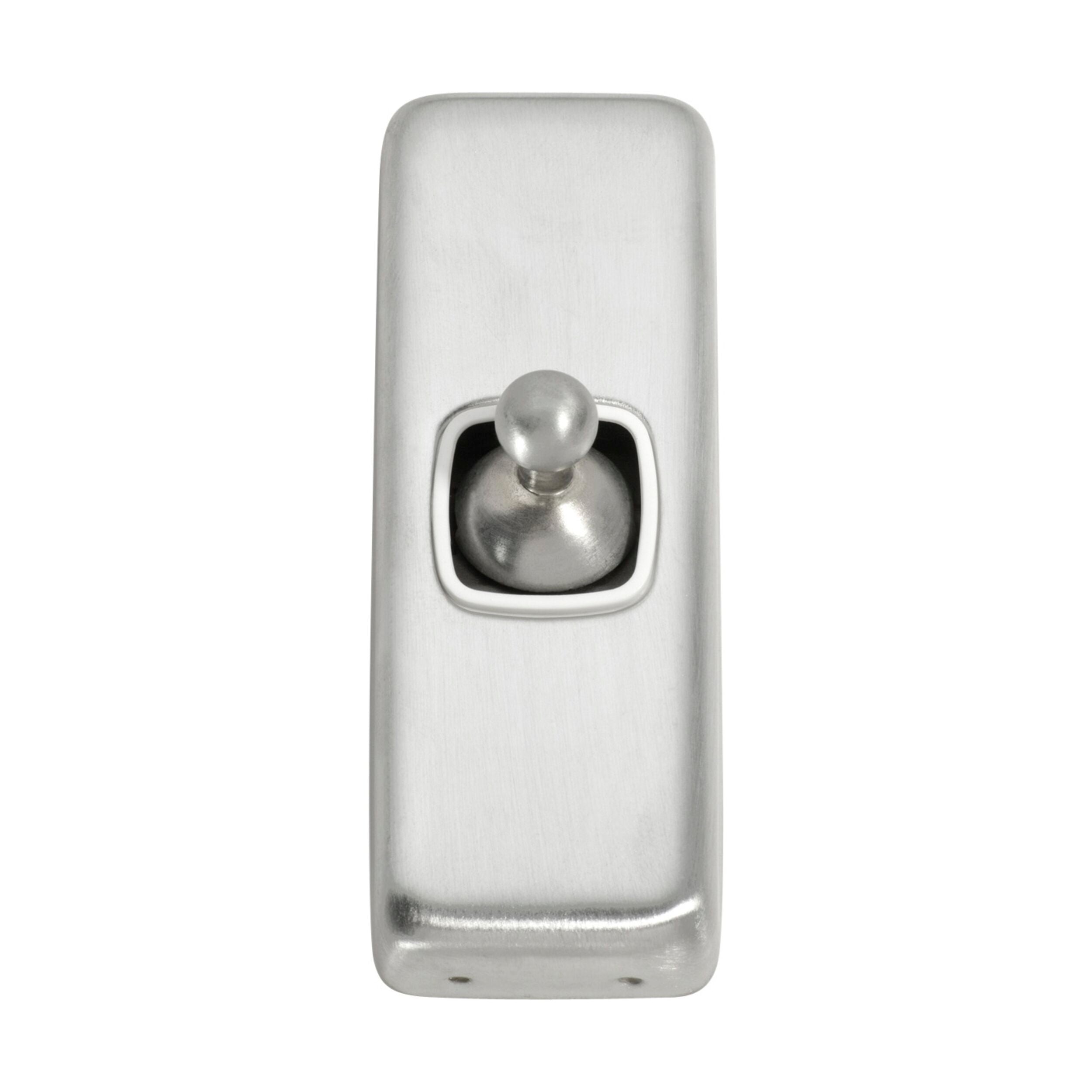 5970 Switch Flat Plate Toggle 1 Gang White Satin Chrome H82xW30mm