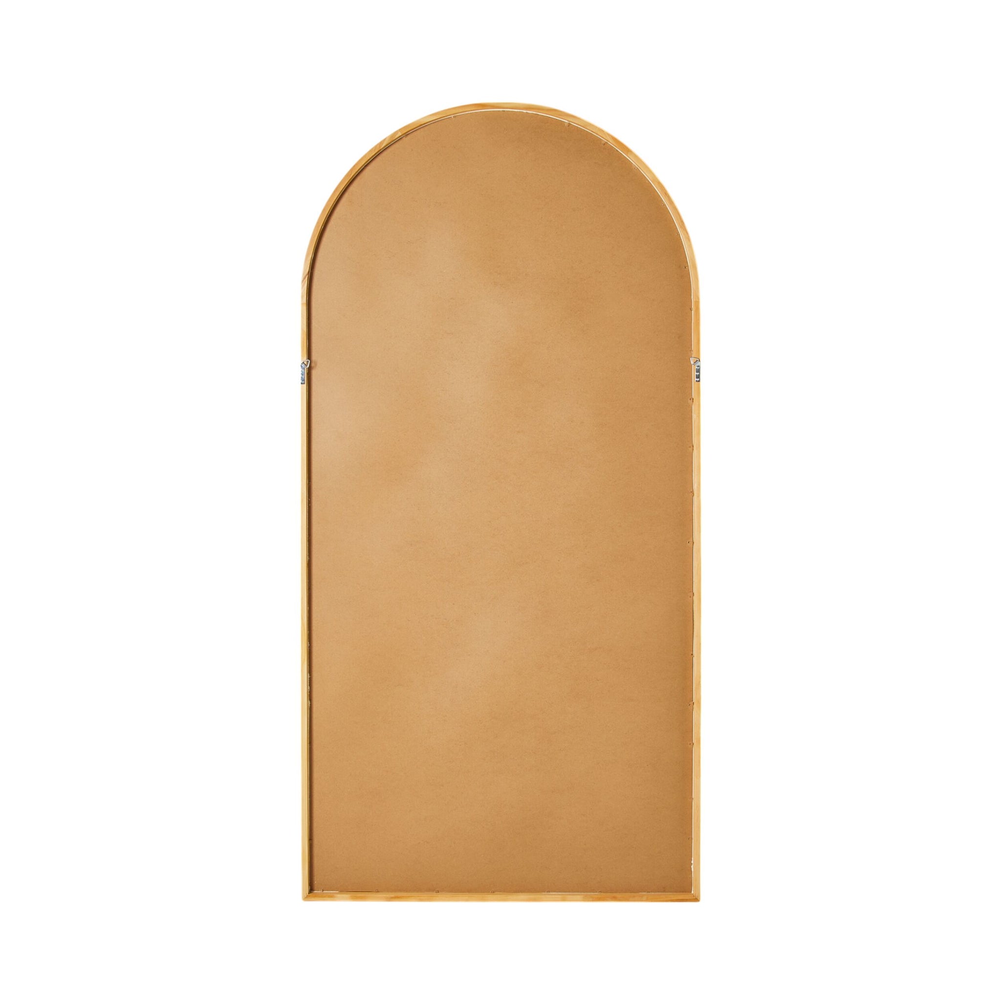 Natural Wooden Arched Floor Mirror