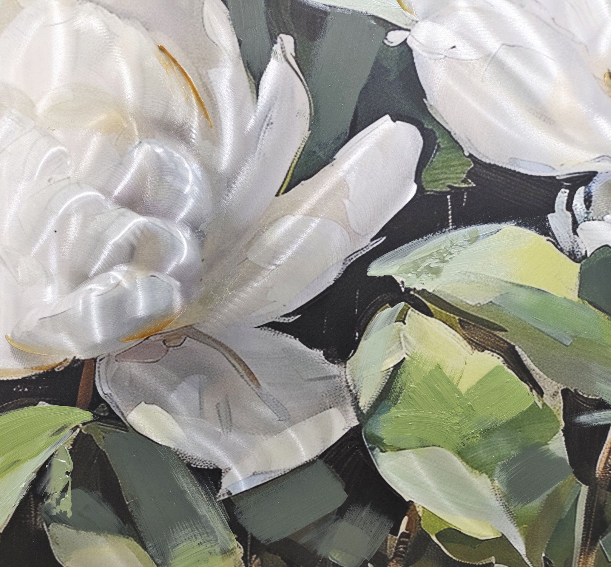 Metallic Peonies Framed Textured Print 150x100cm