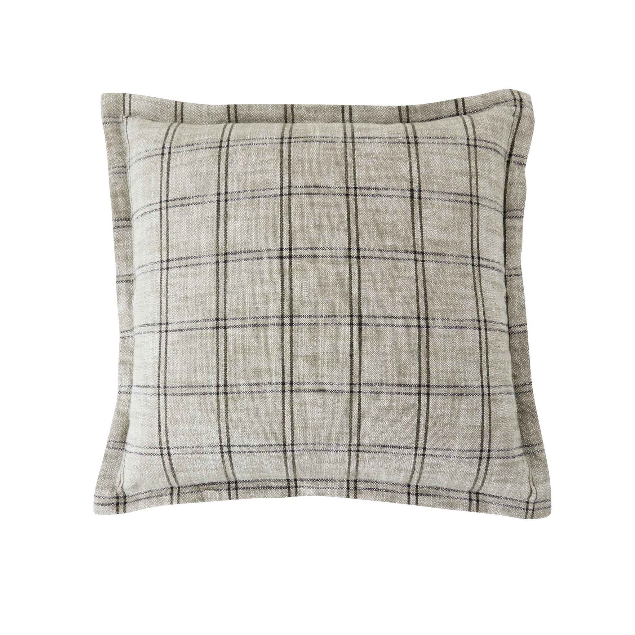 Loft Grid Check Cushion Khaki 50cm