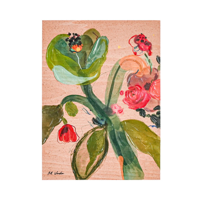 Floral Study On Woodblock II 30x40cm