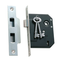 1133 Mortice Lock 3 Lever Satin Chrome CTC57mm Backset 57mm