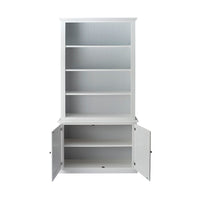 Armand 2 Door Library Shelving Unit 124 x 240cm White with Grey detail