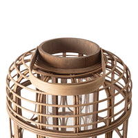 Bamboo Lantern Natural With Glass 45x25x25cm